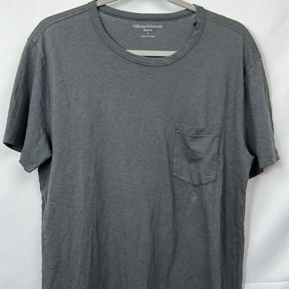 Officine Generale short sleeve charcoal pocket slub T-shirt medium NWT - Picture 6 of 16